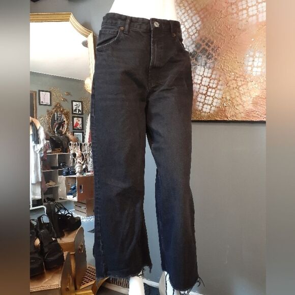 Zara Classic Black Women's Straight Wide Leg Jeans - Picture 2 of 15